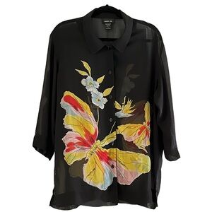 Morgan Cole vintage womens large butterfly blouse